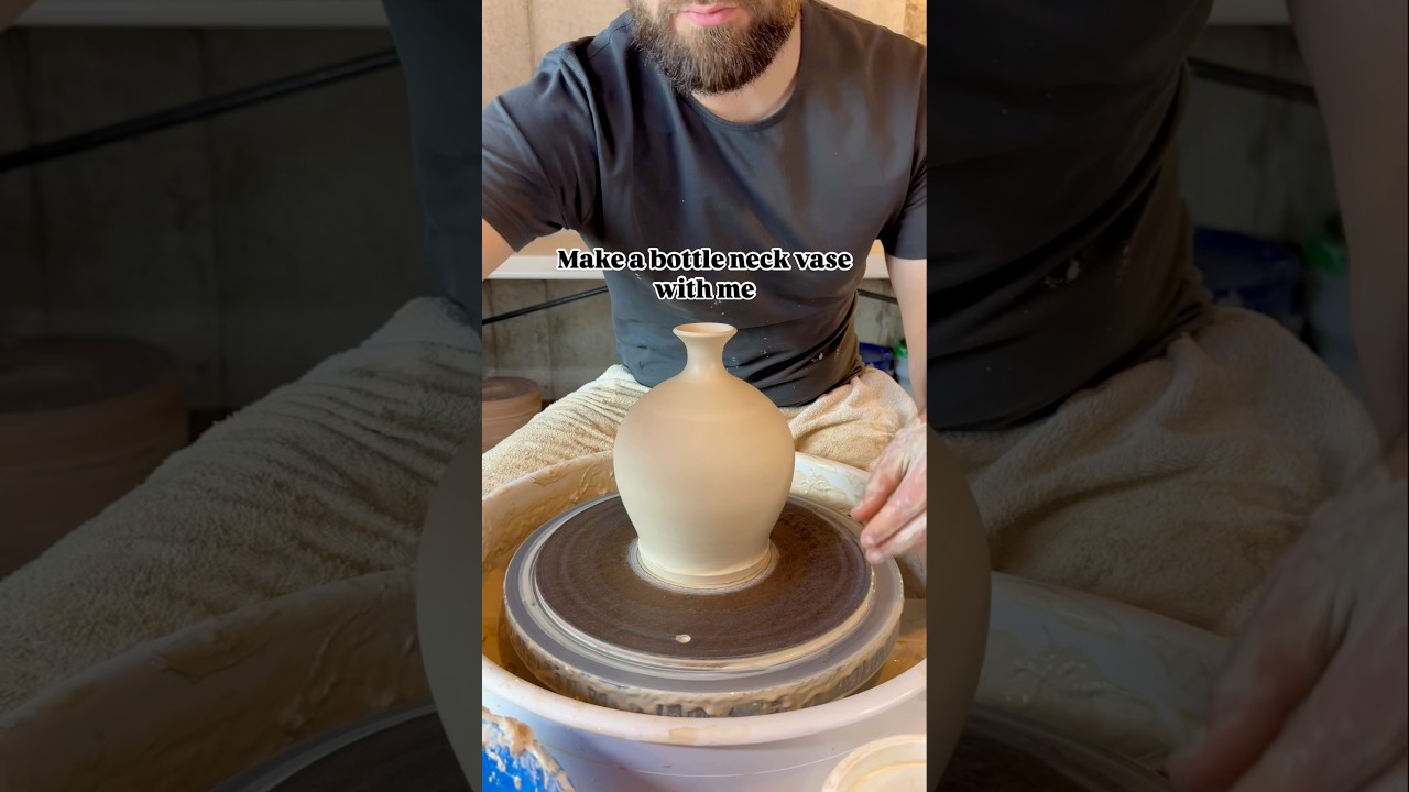 How to throw a bottle neck vase on the pottery wheel #pottery #ceramics #clay #handmade #clayvideos
