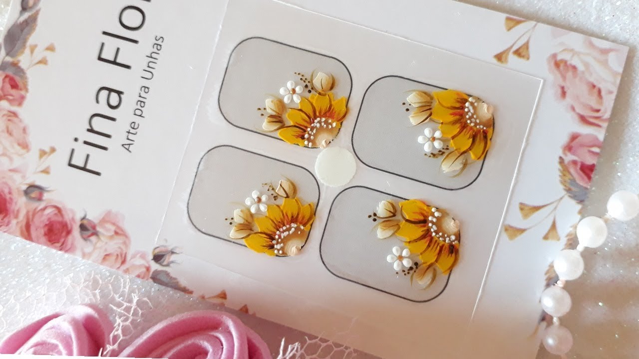 Girassol passo a passo - Adesivos De Unhas