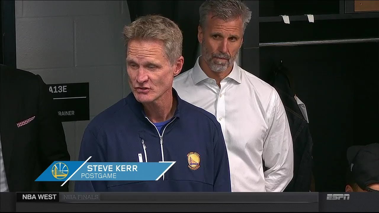 Steve Kerr congratulates the Warriors after reaching the NBA Finals for the 3rd straight year