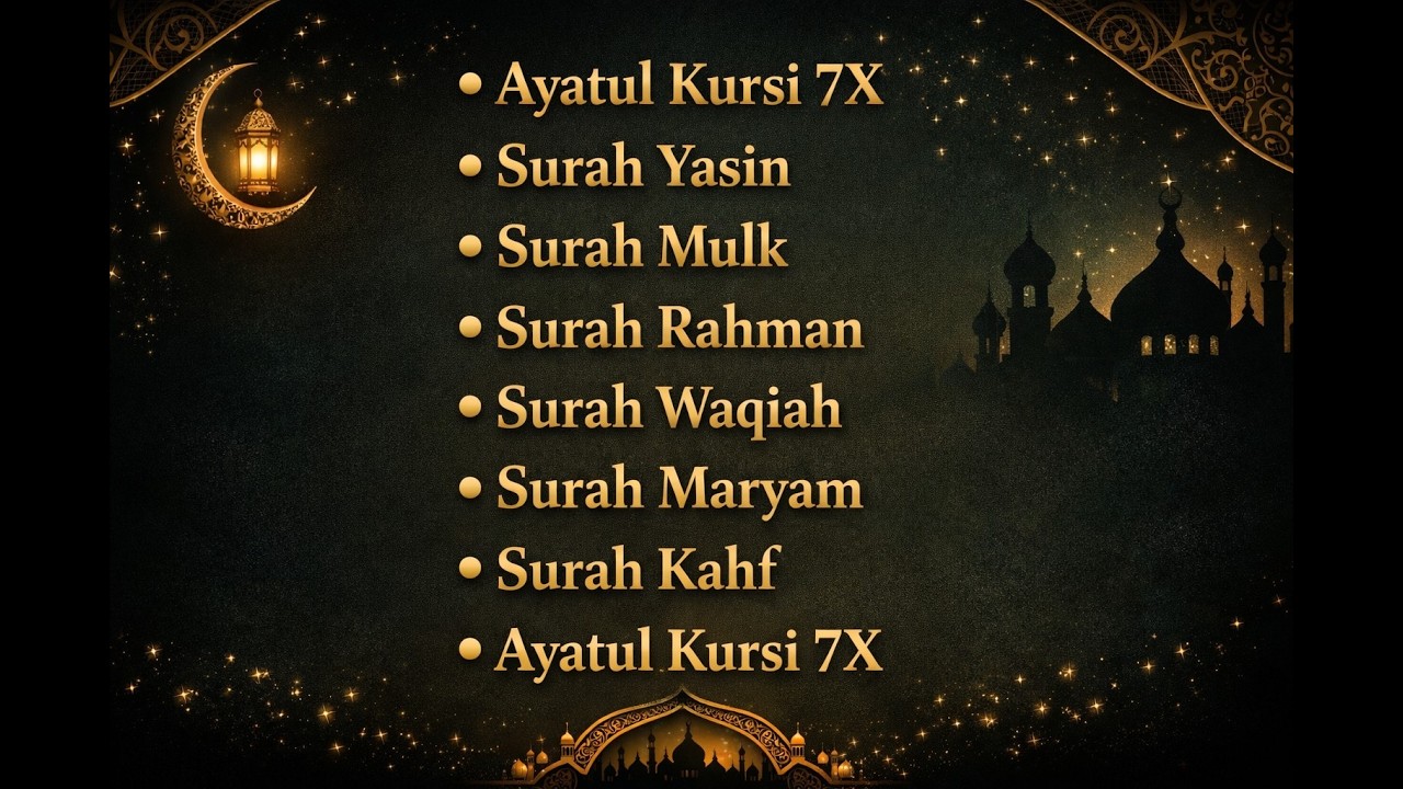 Ayatul Kursi 7x with Surah Yasin, Rahman, Mulk, Waqiah, Maryam & Kahf | Quran Recitation