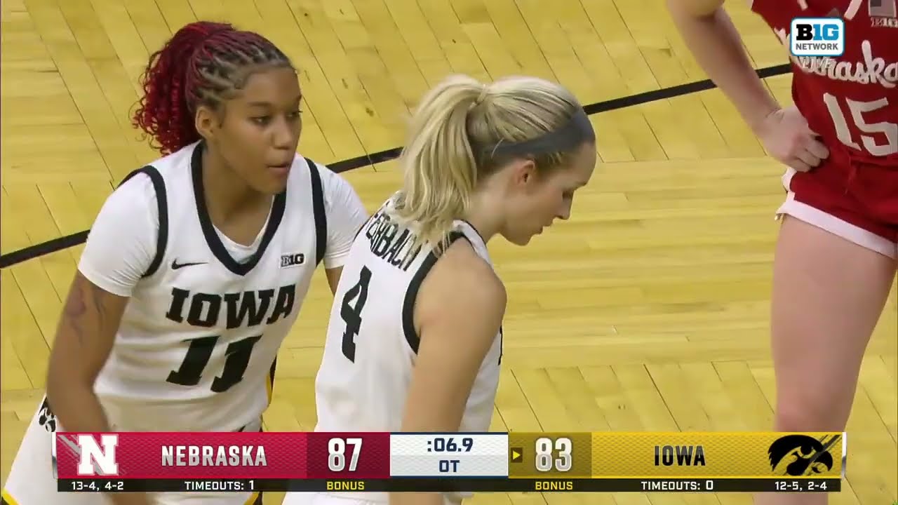 CLOSE GAME: Final 3 Minutes of Nebraska at Iowa | Big Ten Women's Basketball | 1/16/25