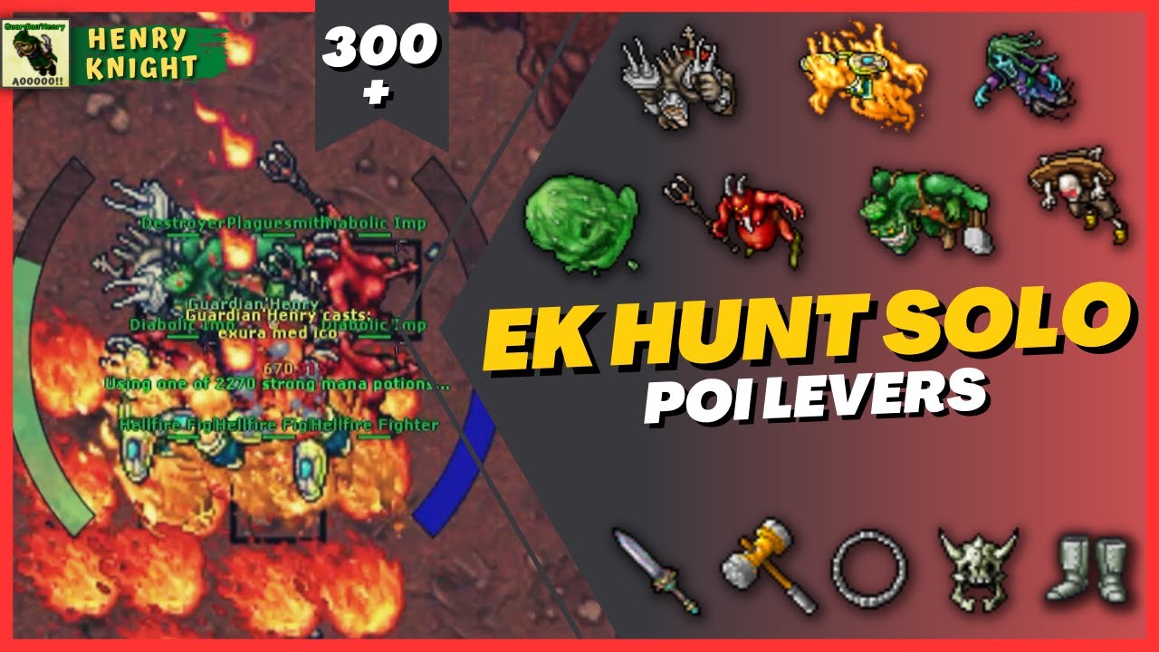 TIBIA: EK HUNT SOLO #77 POI LEVERS (PITS OF INFERNO)