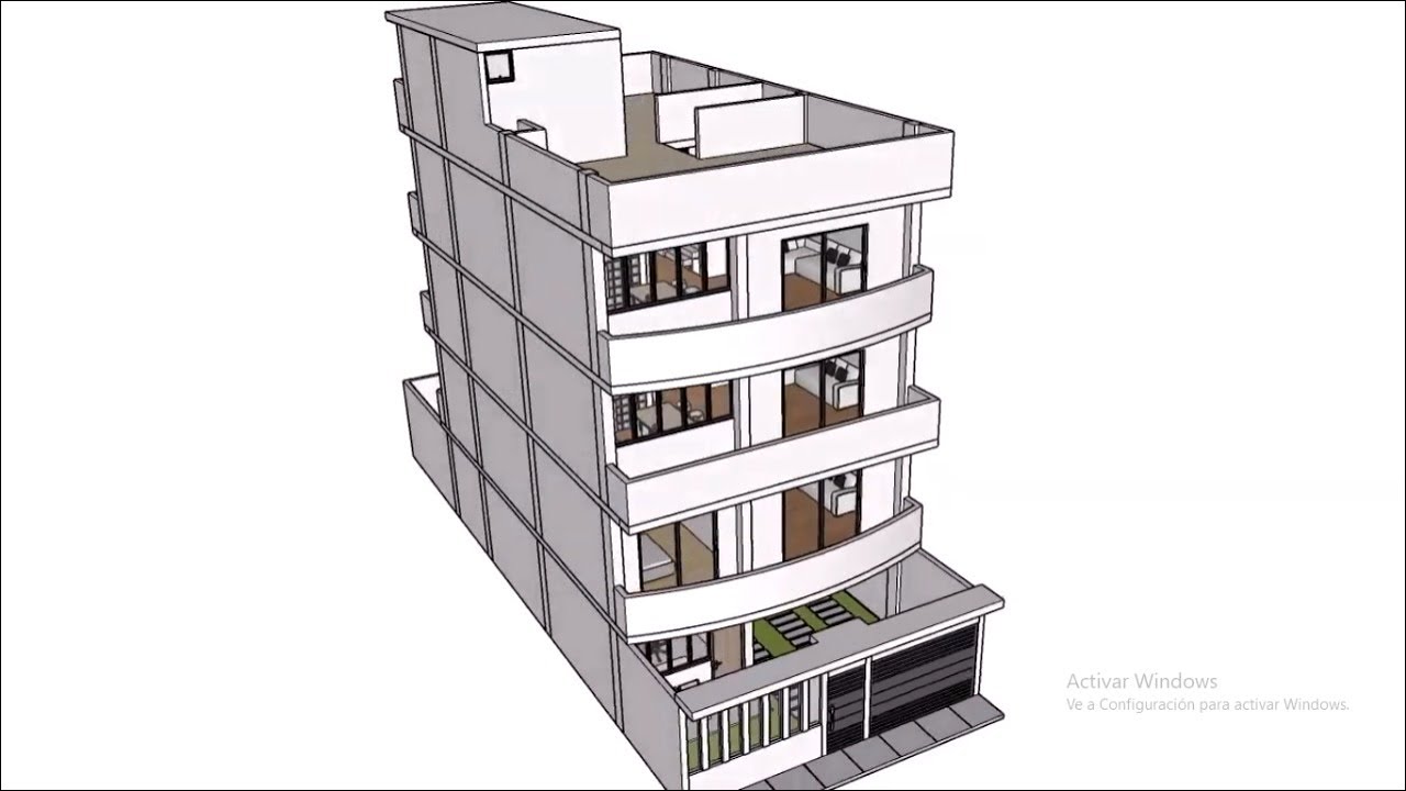 plano 8x20 3D vivienda multifamiliar