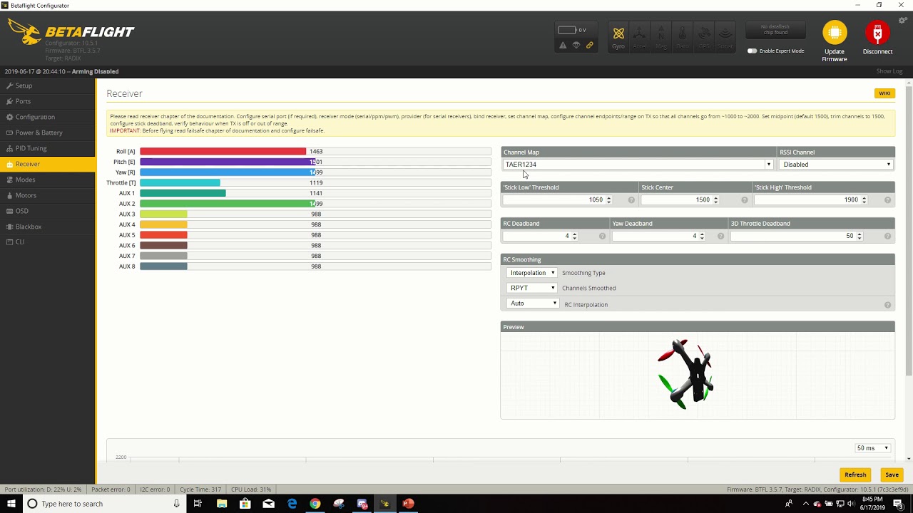 Endpoint adjustment in Betaflight