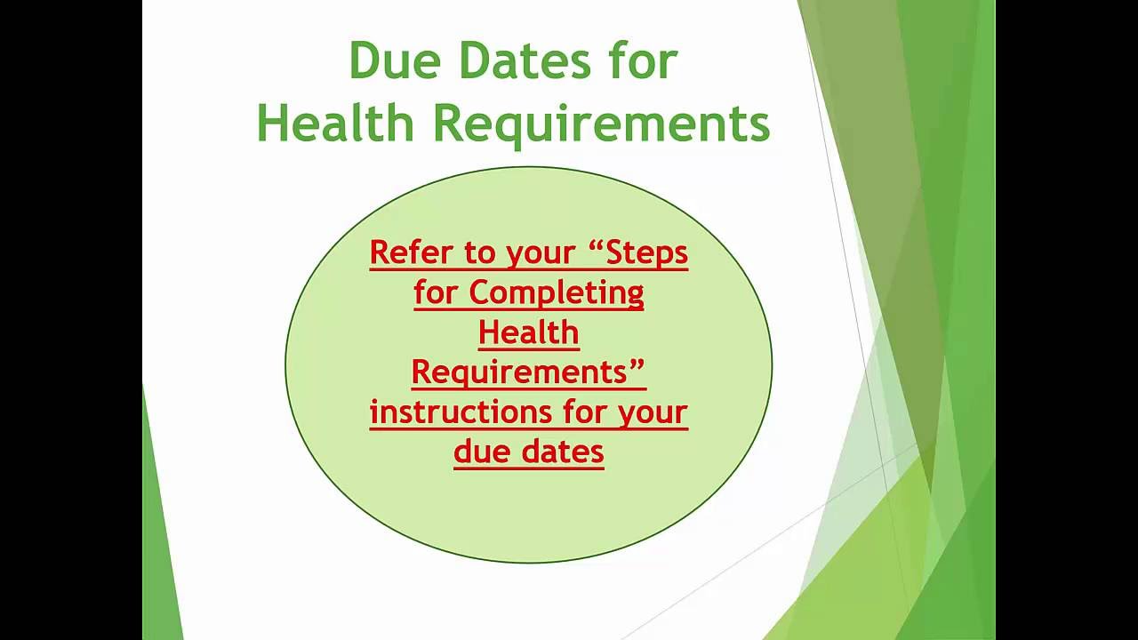 Clinical Health Requirements - Version 1