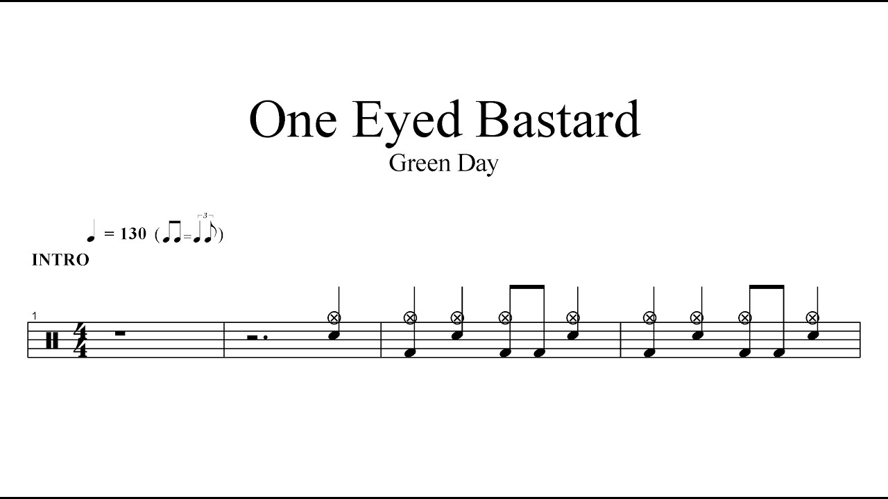 Green Day-One Eyed Bastard | Drum Sheet Music