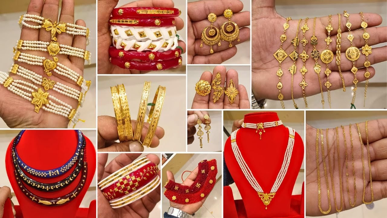 8,000 To 20,000 Daily Use Low Price এর Gold Chain/Chokers/Necklaces/Sakha/Pola/Noa/Earrings Design