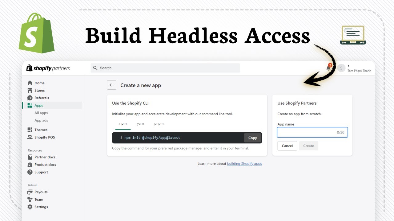 Как создать токен доступа к API Shopify Storefront (старый интерфейс)