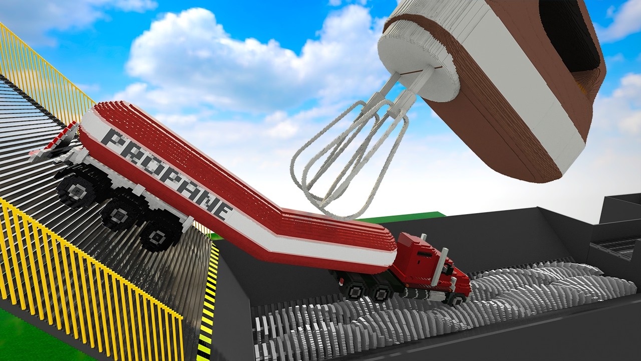 Cars Falling Down Stairs, Through Hand Mixer, Into Shredder Factory | Teardown
