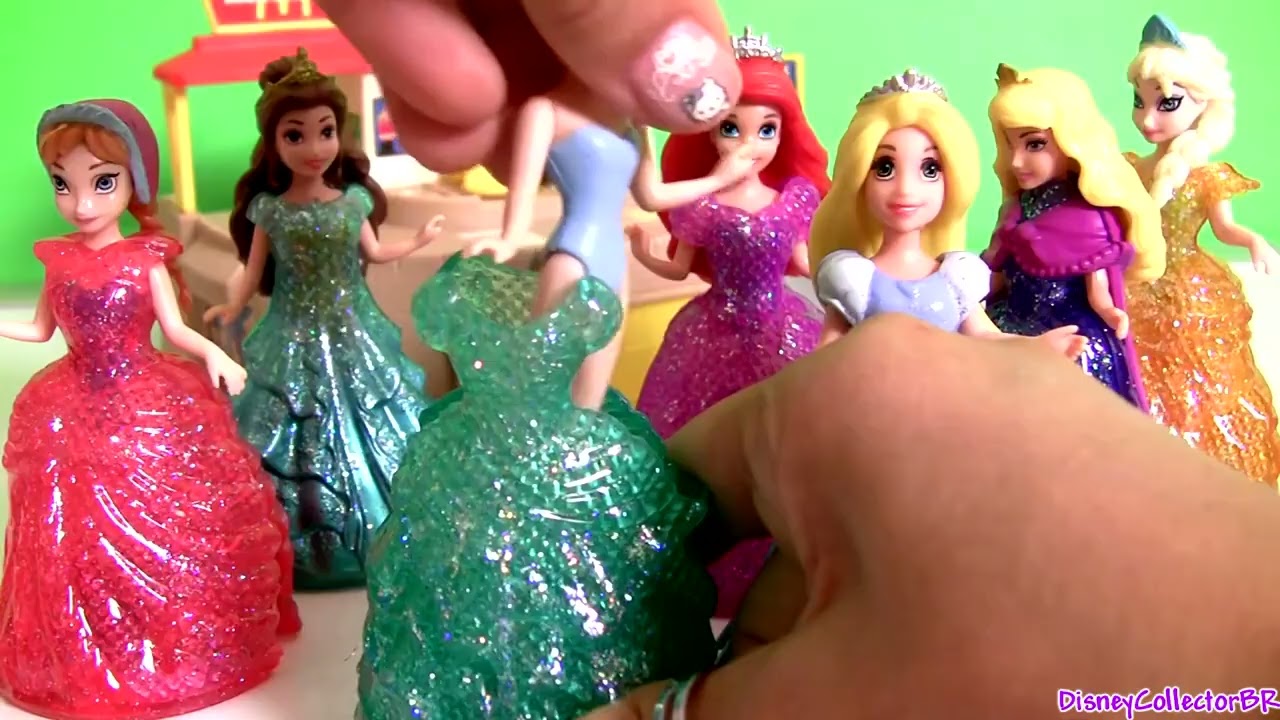 4 NEW MagiClip Glitter Glider Dolls Belle Rapunzel Ariel Micro Drifters Cars Disney Frozen Elsa Anna