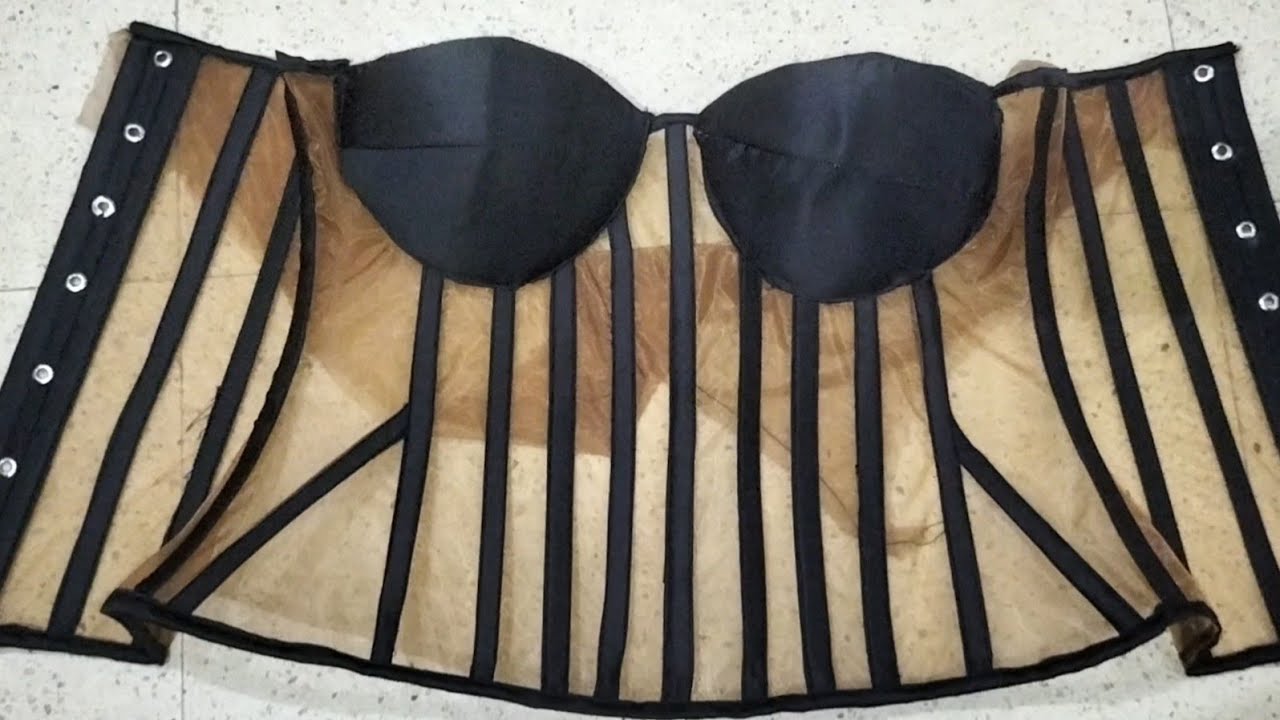 How to SEW DARTLESS TRANSPARENT CUPPED CORSET with CORSET MESH (Detailed)