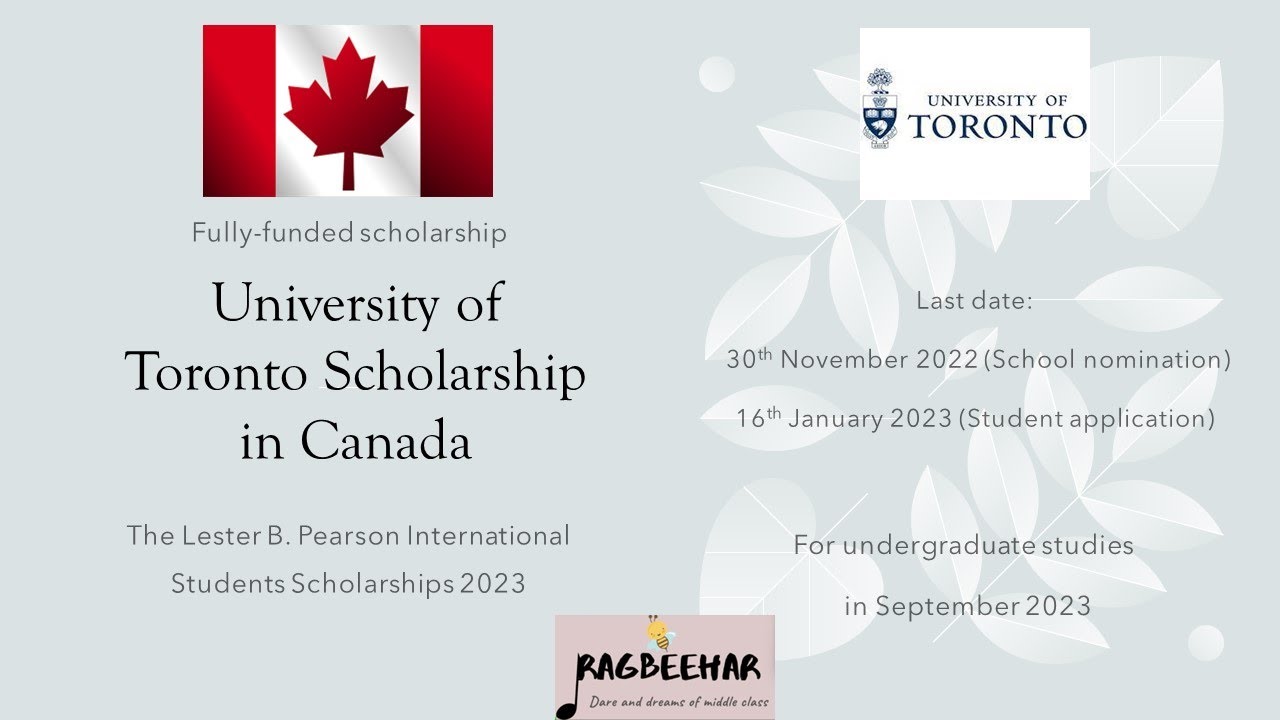 Fully funded scholarship for international students in Canada 2023