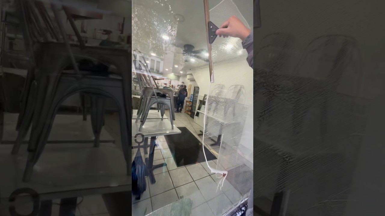 Glass Acid Etched Graffiti, Scratched Graffiti and Stain Removal Plus AntiGraffiti Film Protection