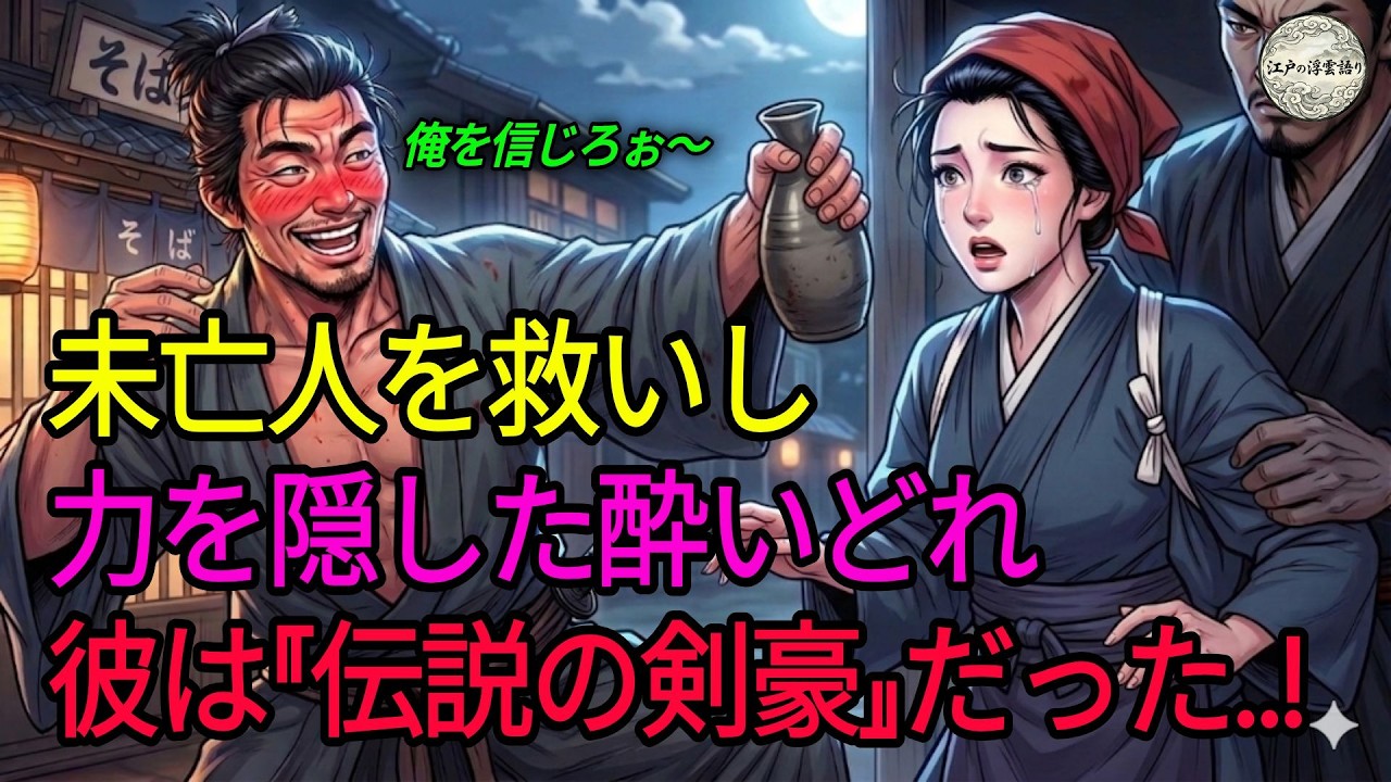 実力を隠した酔いどれ、未亡人を救う！江戸伝説の剣客による痛快な復讐劇 | 民話 | 野談 | 時代劇 | 昔話 | 説話 | オーディオブック | 伝説
