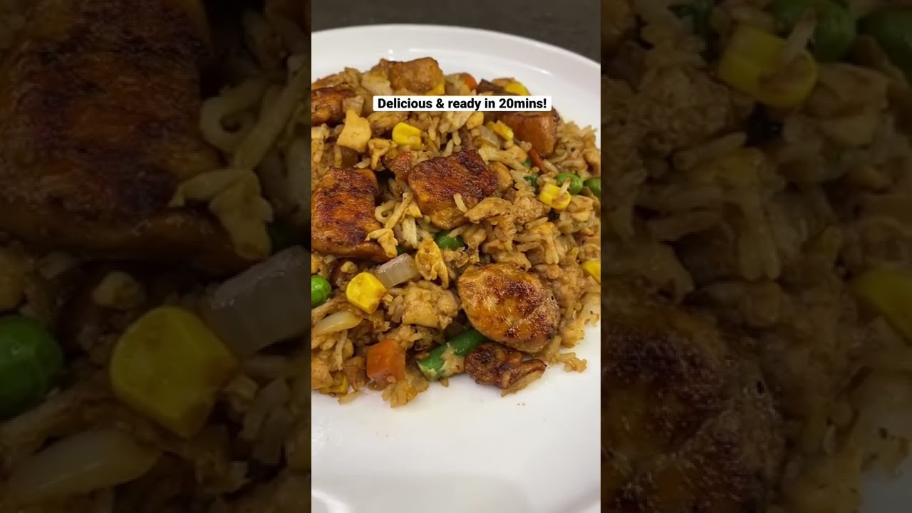 Простой и полезный жареный рис с курицей! Высокобелковое блюдо #жареныйрис #здоровыерецепты #реце...