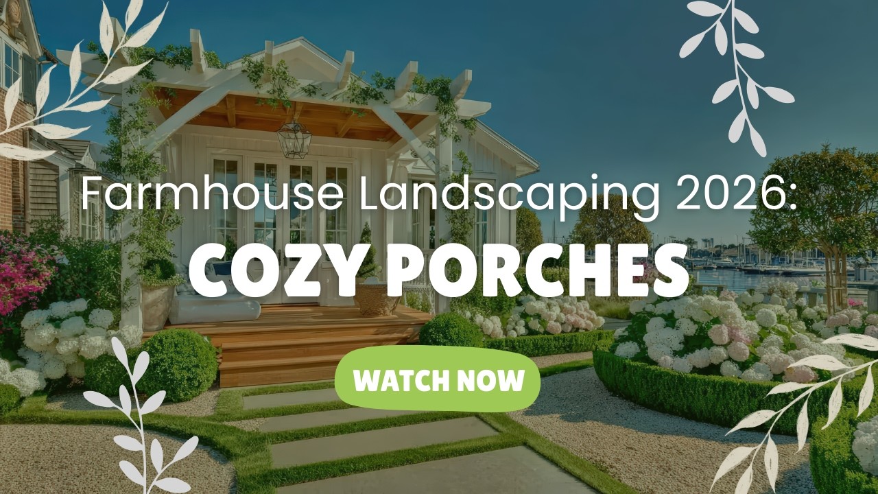 Farmhouse Landscaping 2026: Clean Lines & Cozy Porches