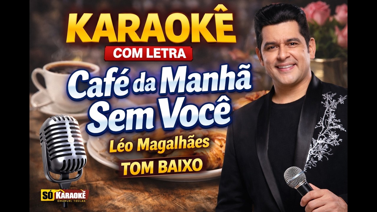 🎤 KARAOKÊ Café da Manhã Sem Você - TOM BAIXO MASCULINO – Léo Magalhães #PLAYBACK #KARAOKE