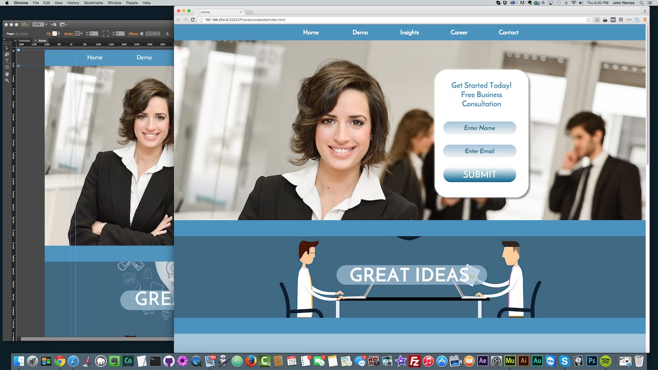 Adobe Muse CC 2014 | Creating A Business Landing Page | Muse For You