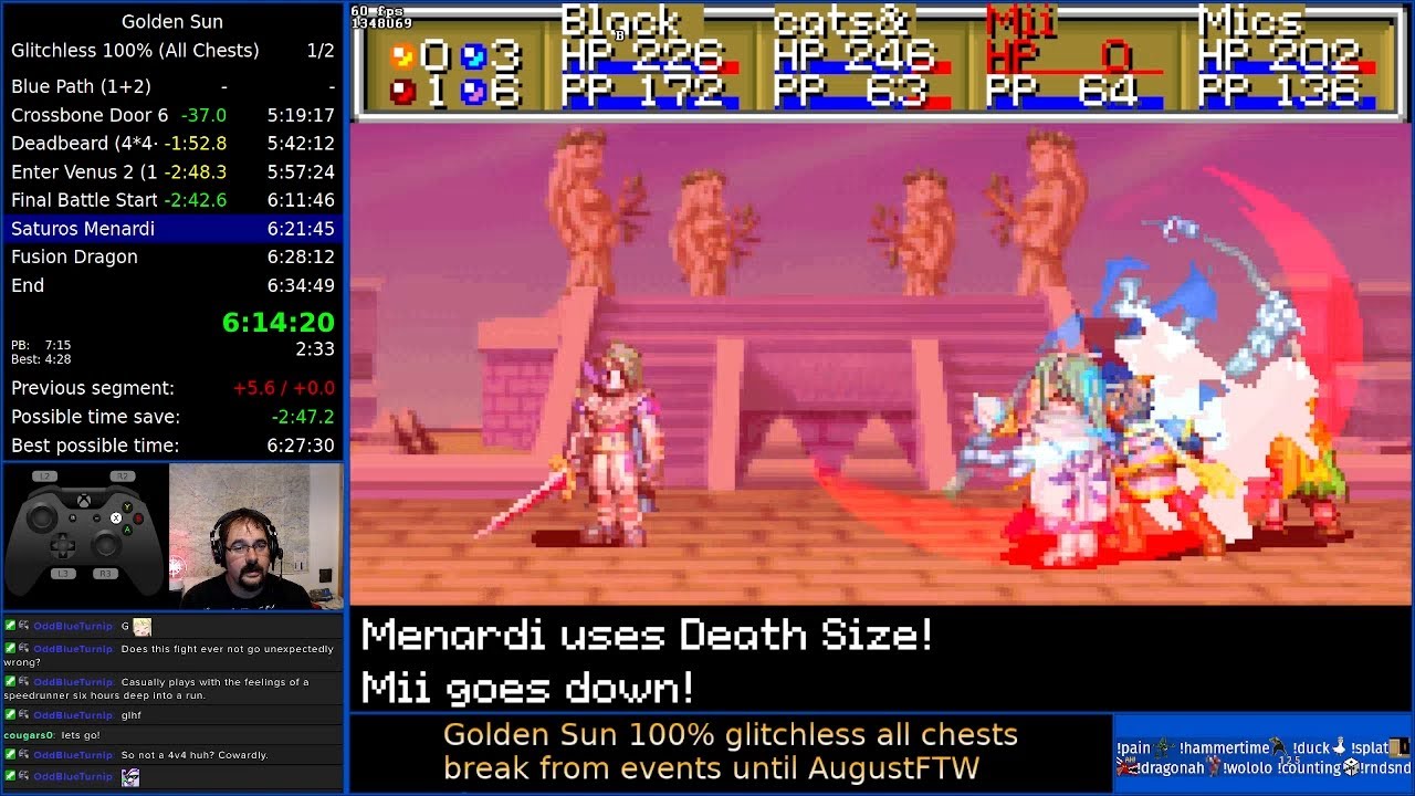 Golden Sun speedrun - 100% Glitchless all chests - 6:32:02