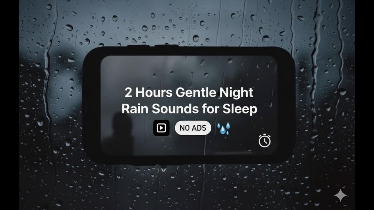 Gentle Night Rain Sounds for Sleep | 2 Hours Dark Screen – No Ads 🌧️