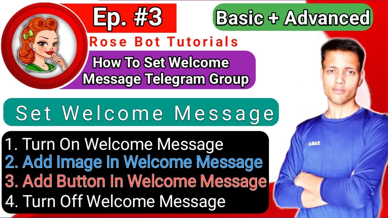 🔴 Ep 3 || How To Set Welcome Message In Telegram Group || Rose Bot Me Welcome Message kese Set Kare