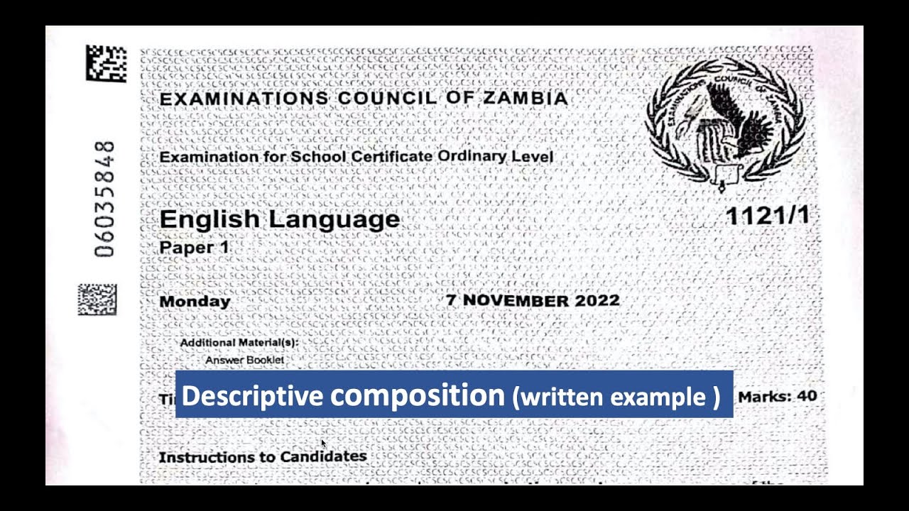 ENGLISH P1  2022 NOVEMBER  DESCRIPTIVE COMPOSITION