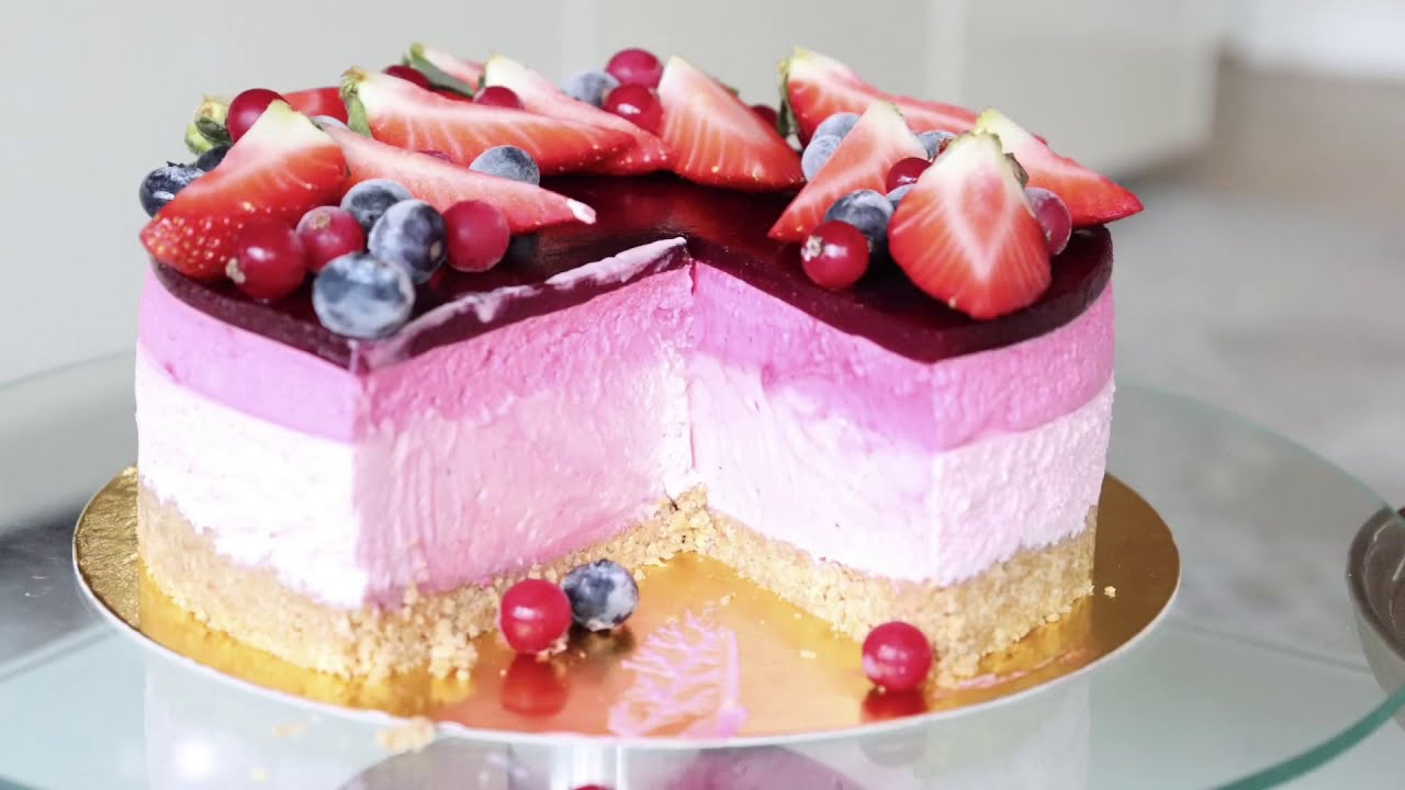 TARTA MOUSSE CON FRUTOS ROJOS ,SIN HORNO