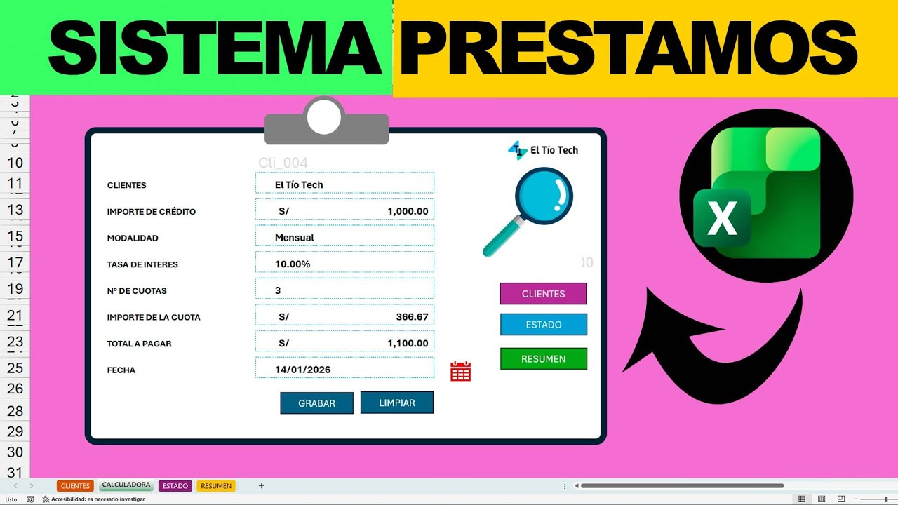 Sistema de Préstamos en Excel (Control de Cuotas, Pagos y Deudores)
