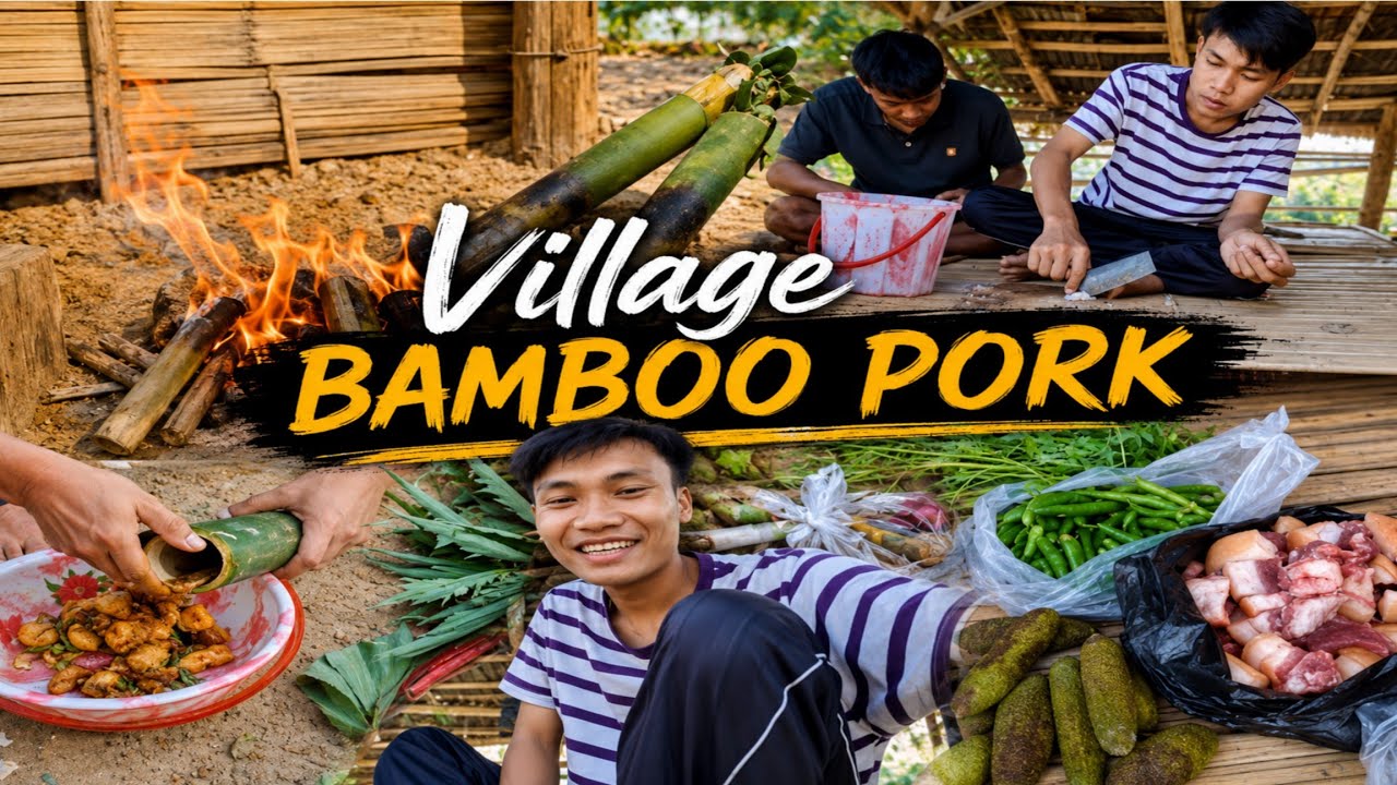 Gaon Ka Famous Bamboo Shoot Pork 😍 | Village Cooking | Maja Agaya | #villagelife #cooking 