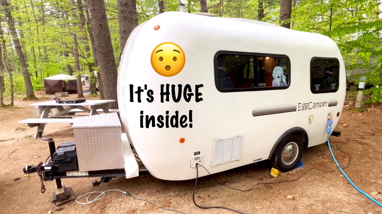 Super unique EggCamper | molded fiberglass travel trailer tour