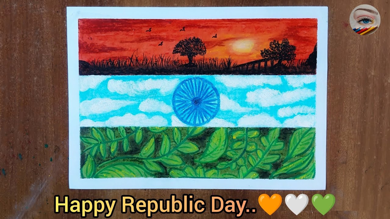 India Republic Day Drawing 🧡🤍💚 | Step By Step Drawing For Beginners |@MadhuraTaldevkar 
