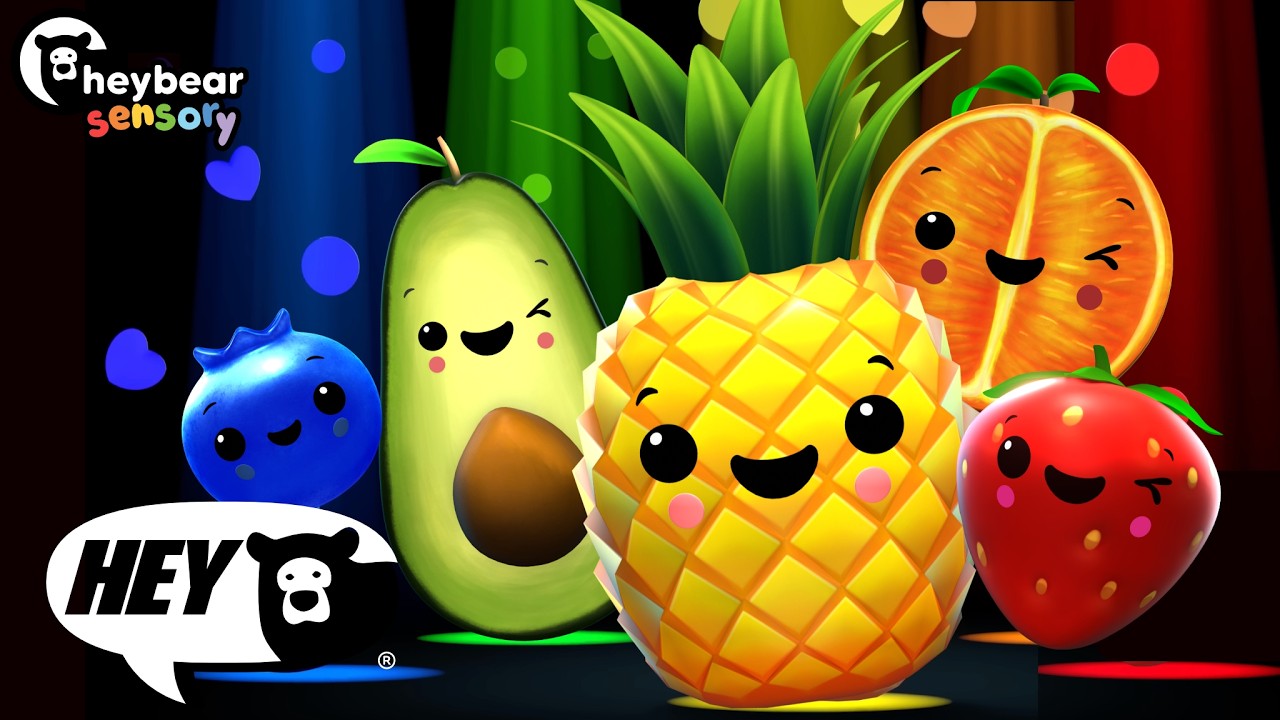 Hey Bear Sensory - Colours and Counting - New Video! - Dancing Fruit And Veggies!