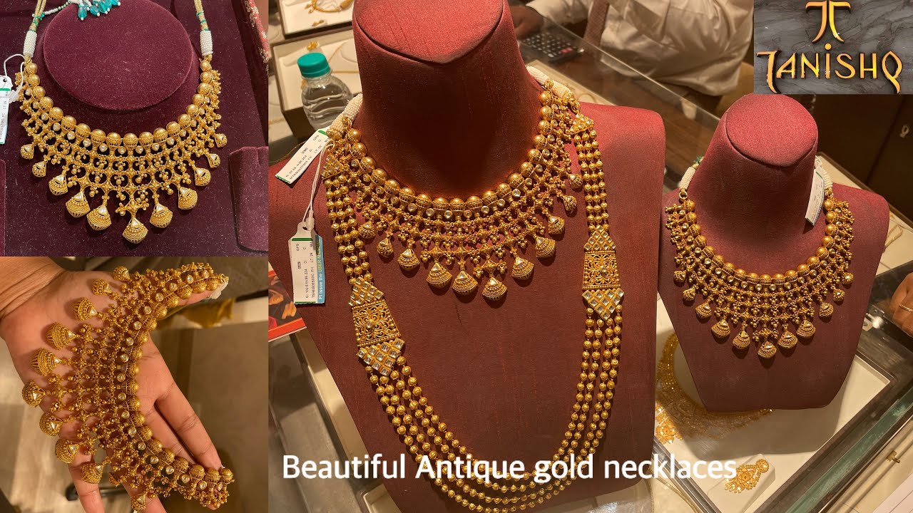Tanishq Beautiful antique gold necklace designs| Tanishq antique gold necklace collections| Antique