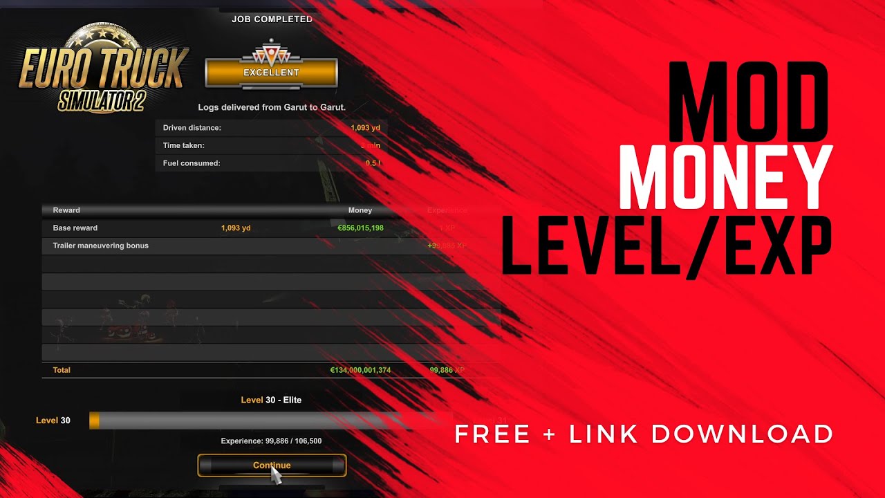 Share Mod Money dan Exp ETS2 v1.23 - v1.34 dan v1.48 Free