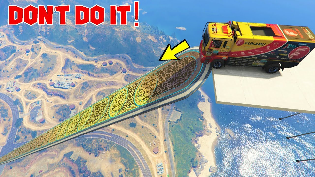 قراند 5 : باركور شاحنة سريعة اطول منحدر 🐸🐸GTA 5 - The fastest truck Parkour