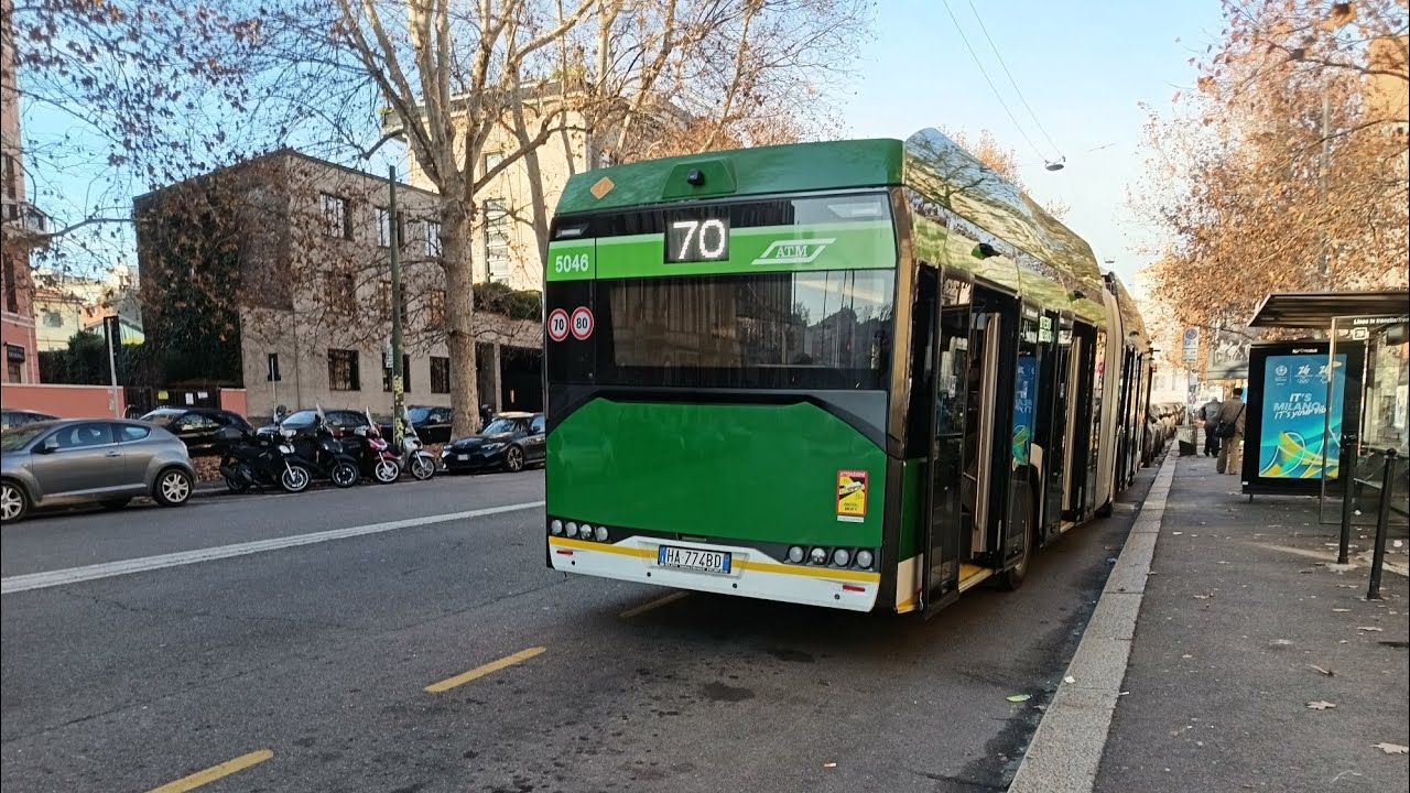 ATM Milano Bus 70 (Solaris Urbino Elettrico 18 5046) - Da Via Farini Viale Stelvio a Monumentale M5