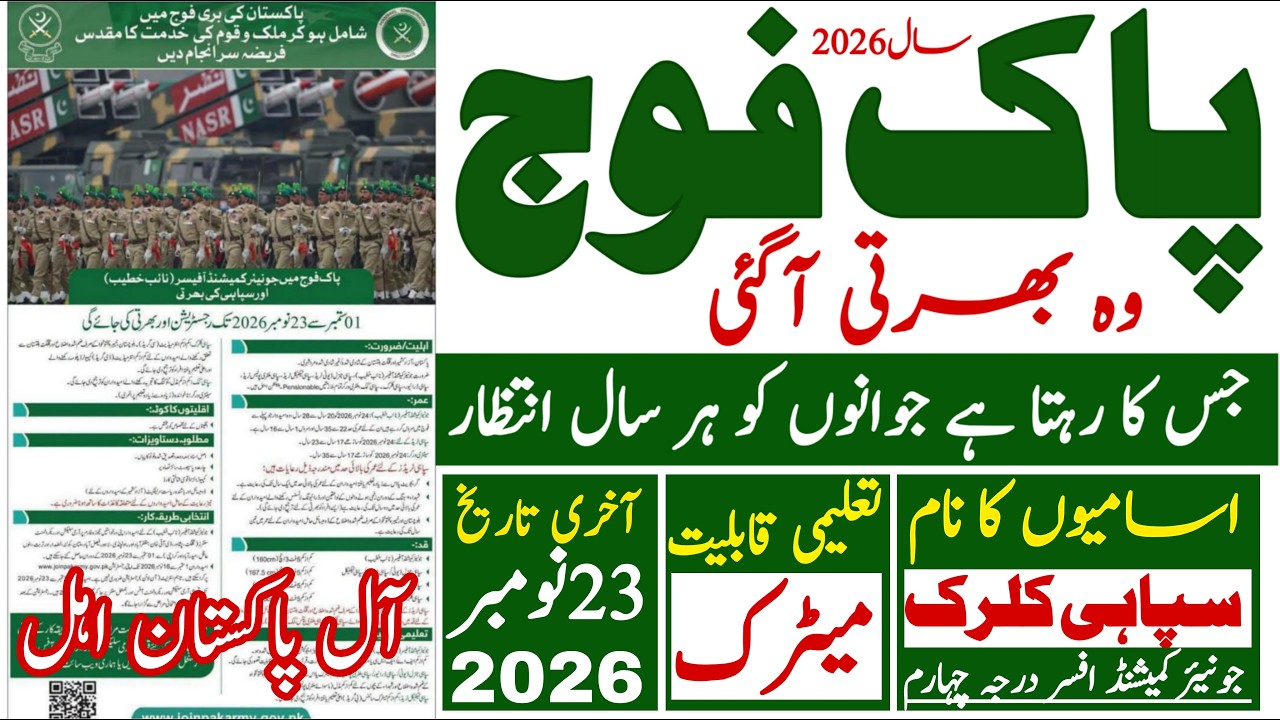 Pakistan Army Soldier Clerk Junior Commissiond Officer Latest Jobs 2026 | Technical Job info 1.0