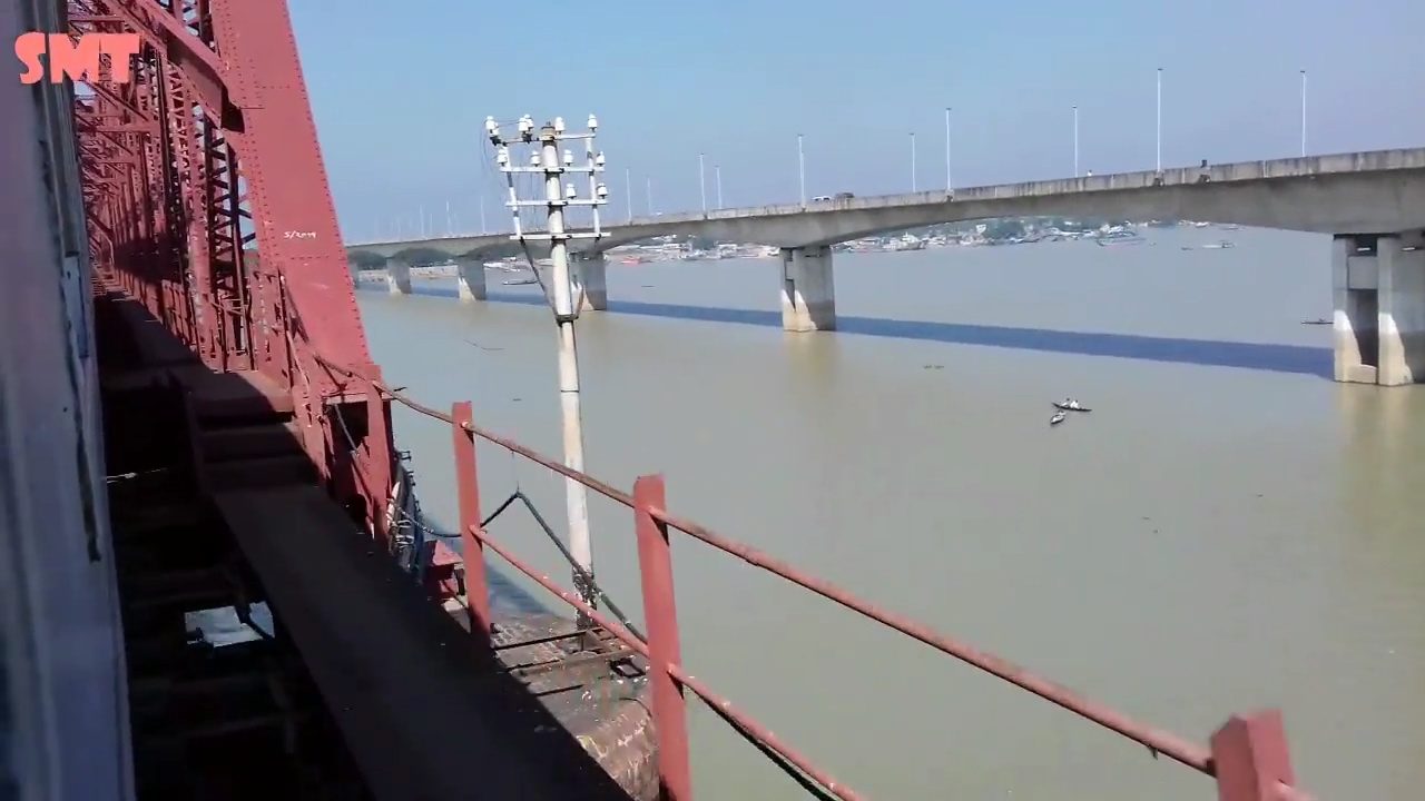 Subarna Express at Bhairab Bridge & station. Railway Bangladesh