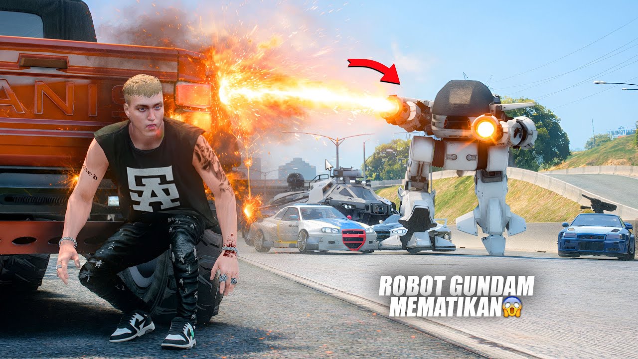 KEI MARAH BESAR ! MOBIL SKYLINE GUNDAM KEI HANCUR OLEH ROBOT MEMATIKAN INI !! GTA 5 ROLEPLAY