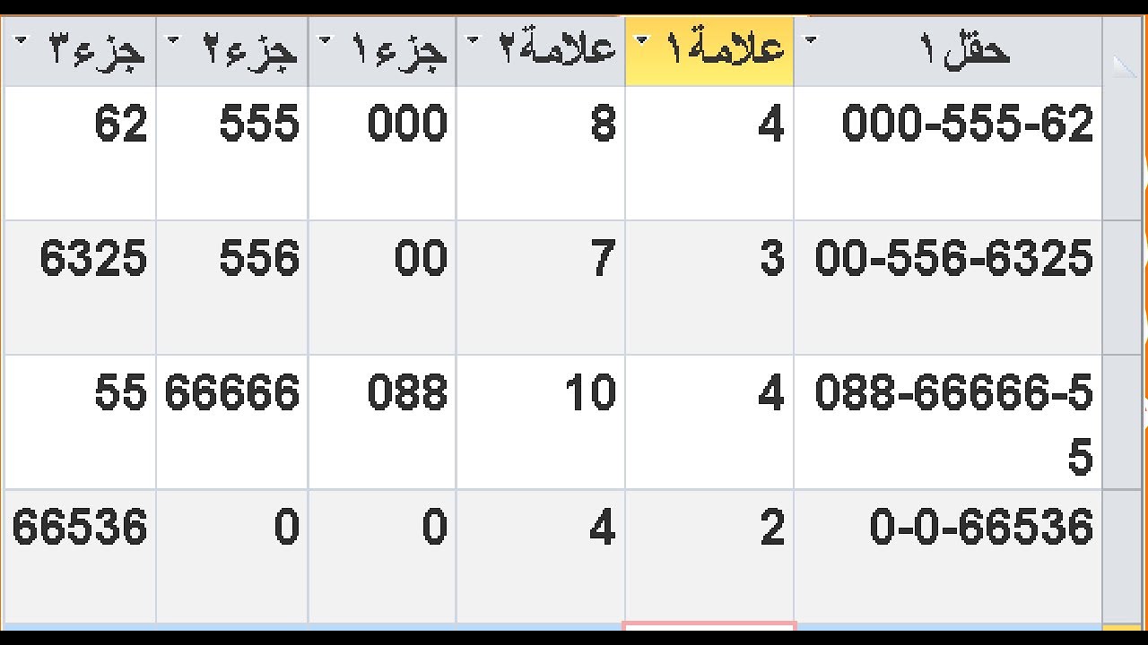 شرح تقسيم السيريال او الباركود الغير منتظم على حقول