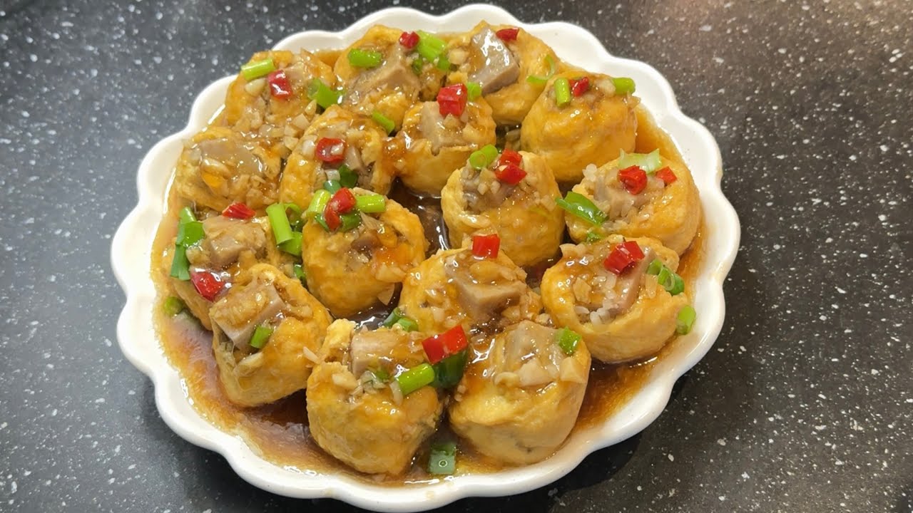 芋頭糯米釀豆腐卜，壓力煲餸｜tofu puffs with taro| with Eng sub