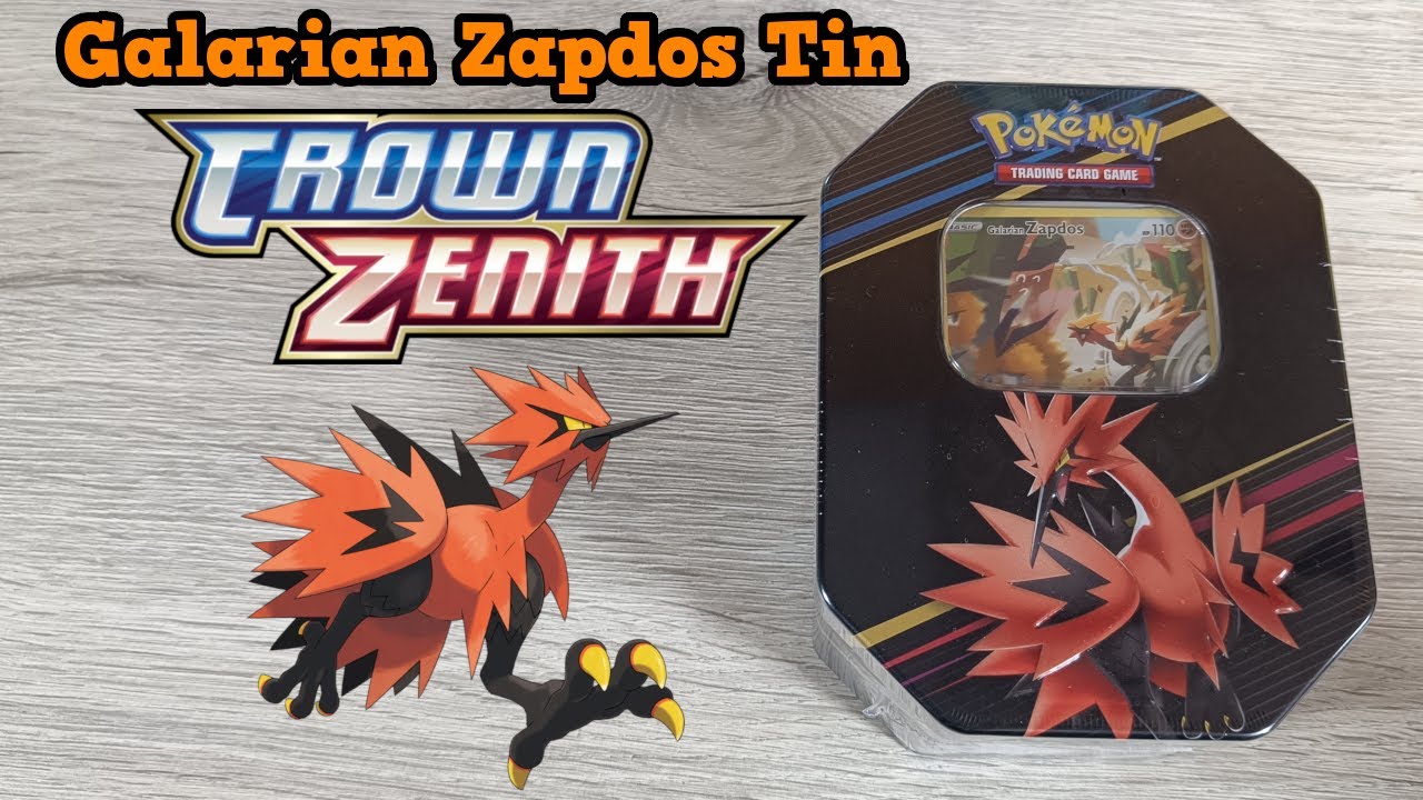 Pok&eacute;mon Opening Crown Zenith Galarian Zapdos Tin - FIRST PACK MAGIC STRIKES AGAIN!