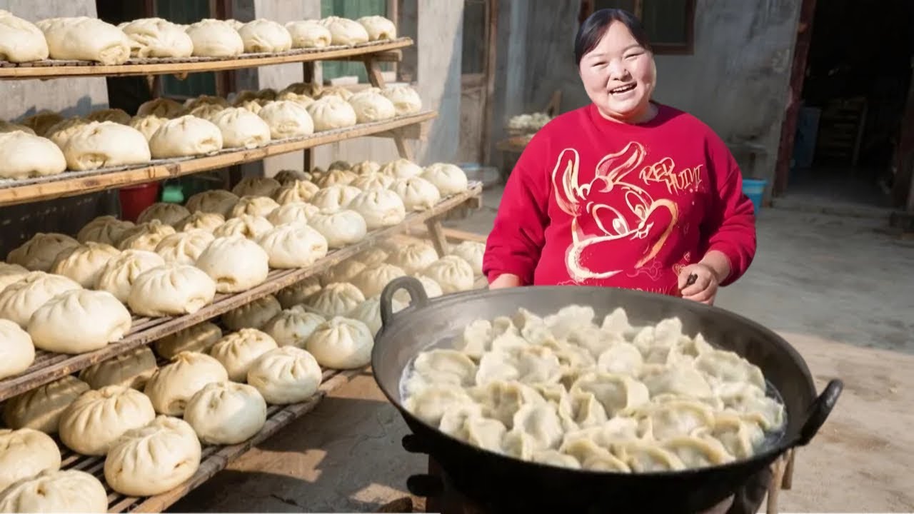 【陕北霞姐】包菜馅饺子做4大盘，再炒一个番茄酱，一家人一会就解决完了！【陕北霞姐】