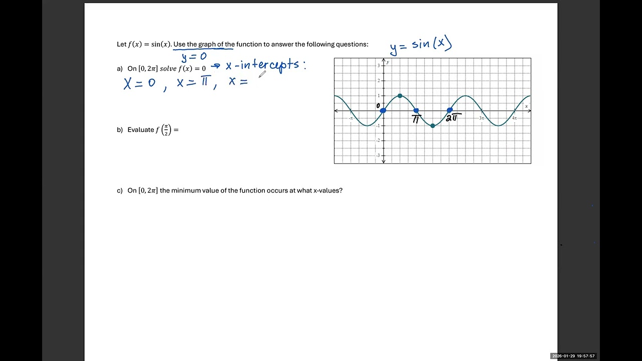 Use the graph to answer questions about sine