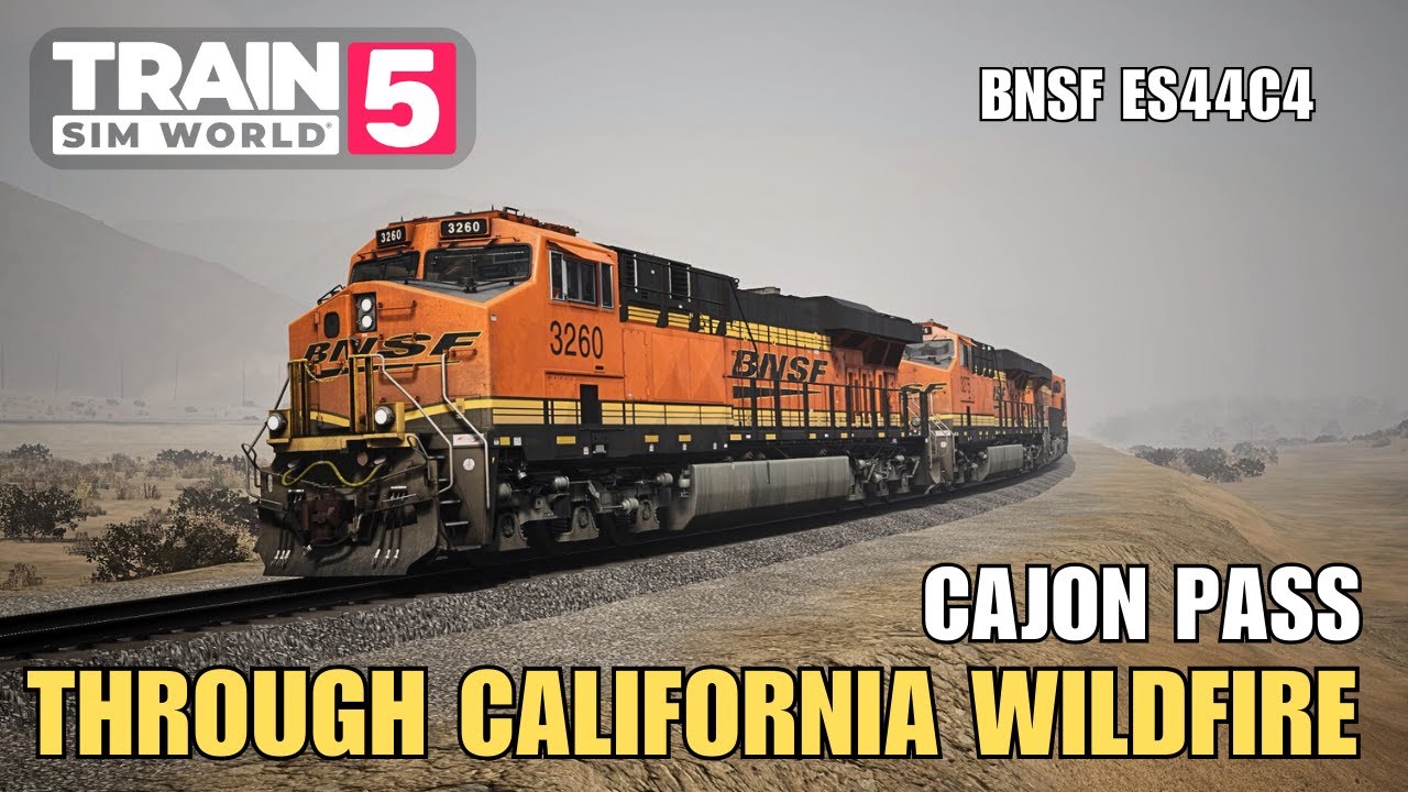 Through California Wildfire Smoke: BNSF ES44C4 Freight Haul | Train Sim World 5