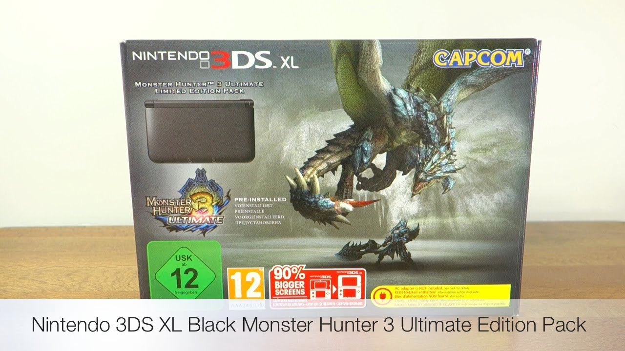 Nintendo 3DS XL Black - Monster Hunter 3 Ultimate Pack - Unboxing and First Look