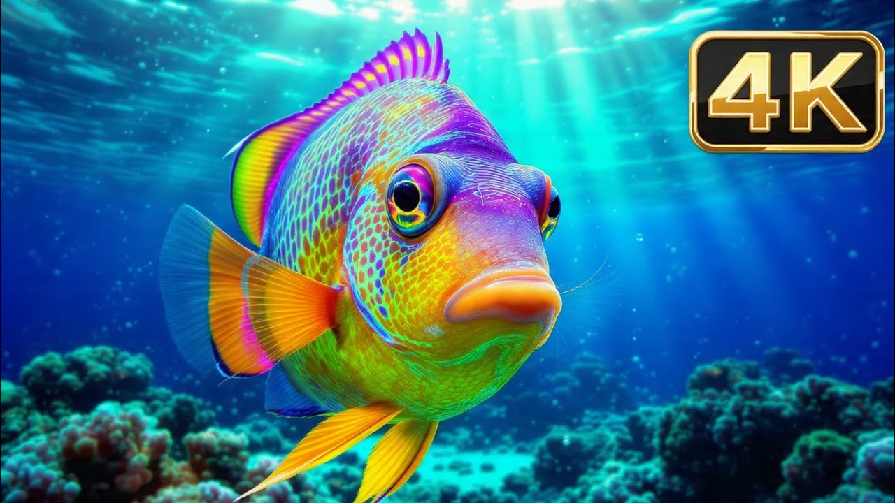 🐠 Colorful Fishes with Relaxing Music 🌊 | Feel the Peace of Underwater World 💙✨#birds #nature #fish 