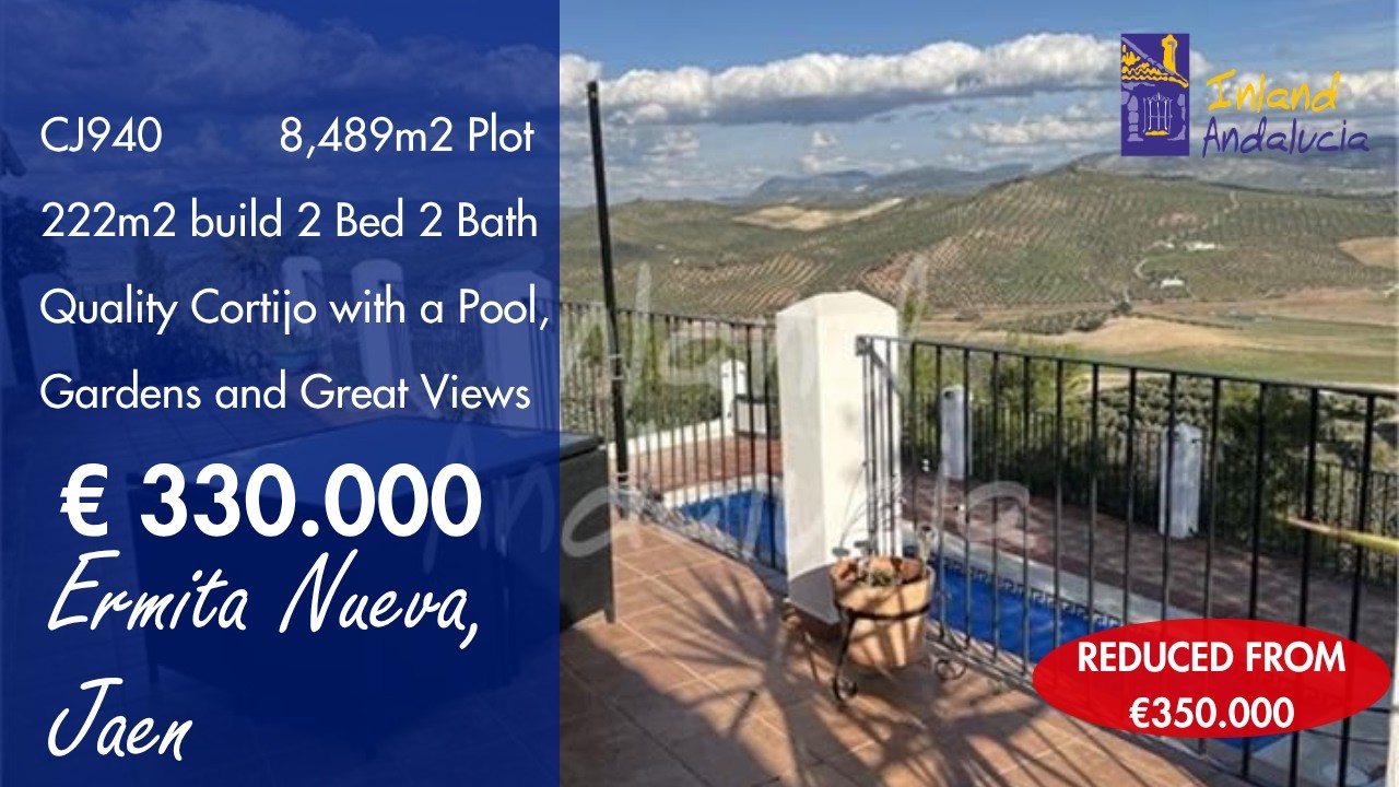 350K, 8,489m2 Plot + Quality 2 Bed 2 Bath Cortijo Property for sale in Spain inland Andalucia CJ940