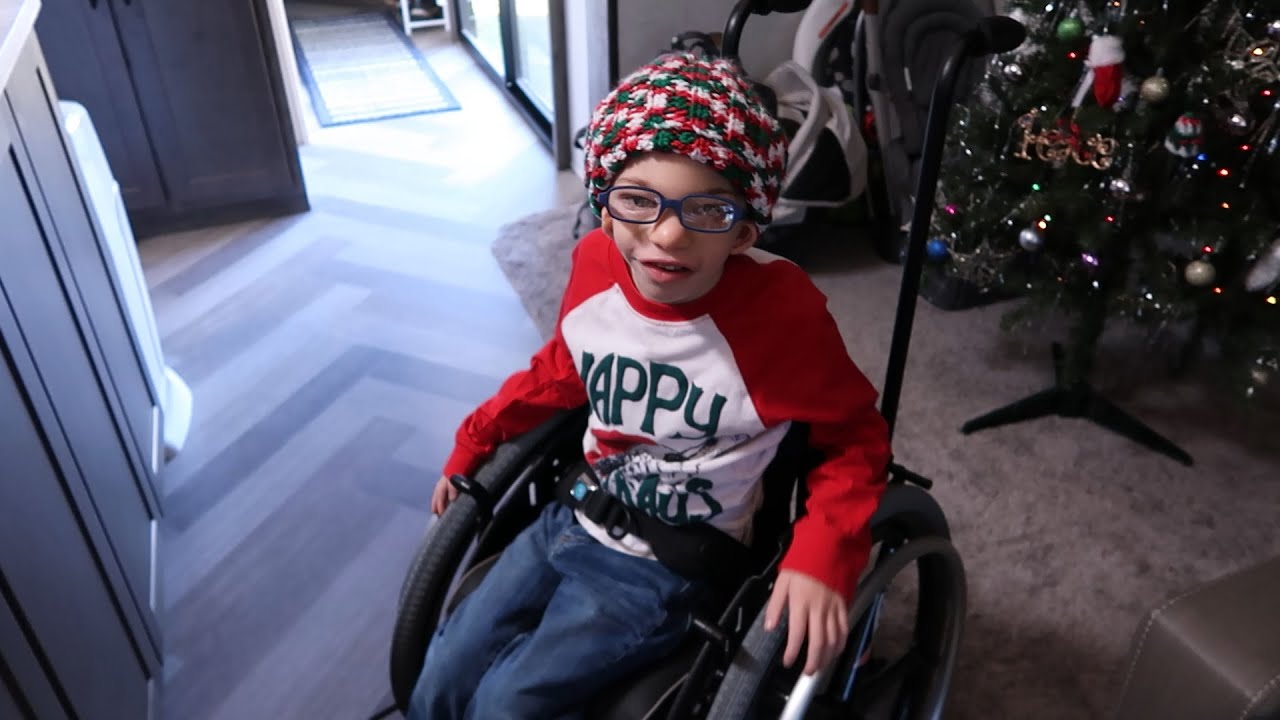 Special needs kid gets a new wheelchair