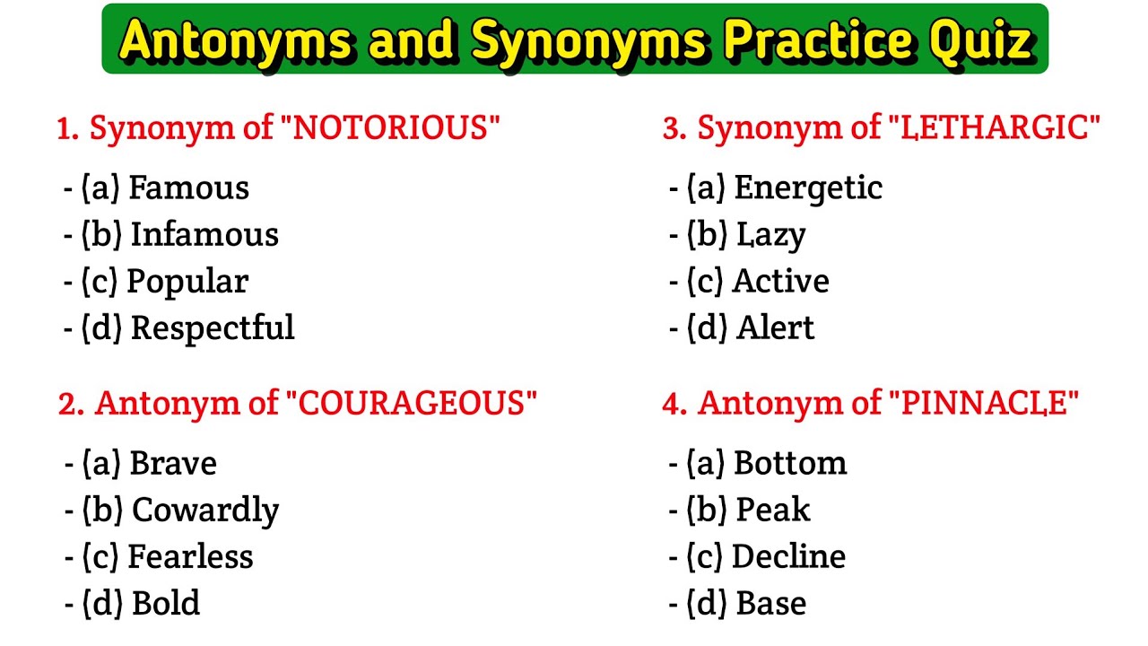 Antonyms and Synonyms in english mcq | Antonyms and Synonyms for all competitive Exams